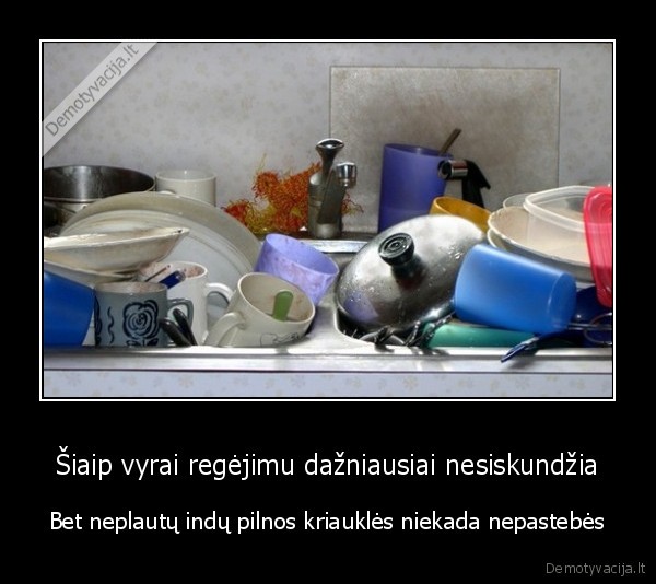 Šiaip vyrai regėjimu dažniausiai nesiskundžia - Bet neplautų indų pilnos kriauklės niekada nepastebės. 