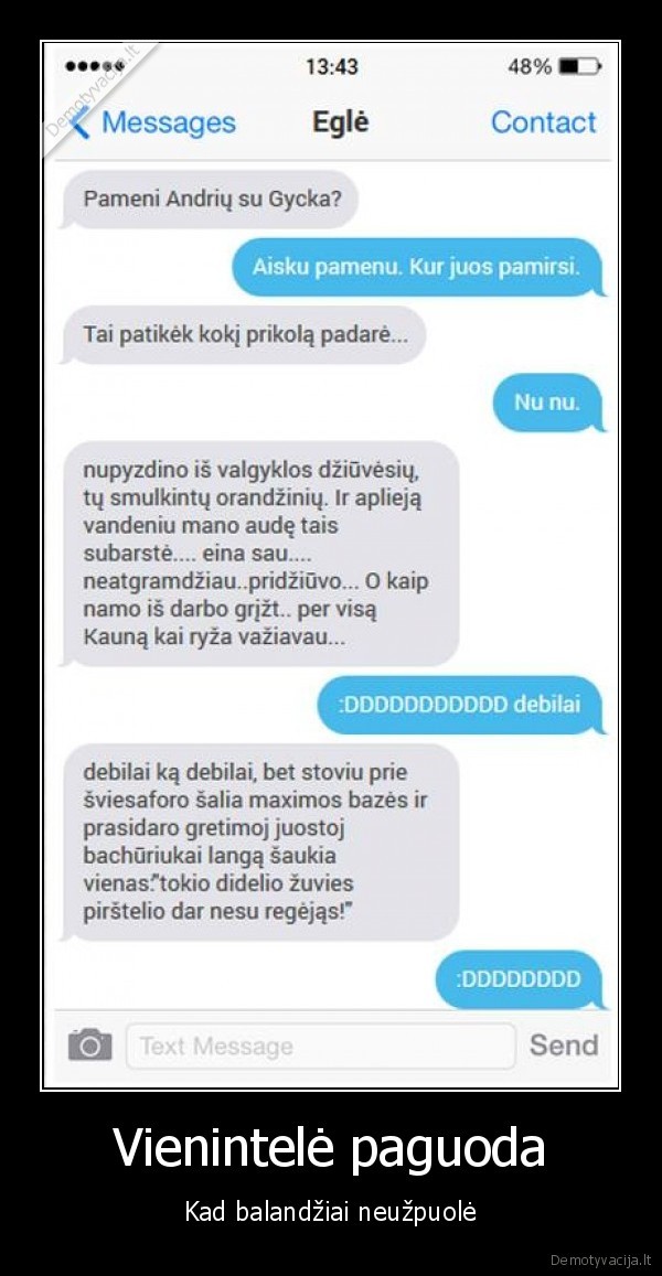 Vienintelė paguoda - Kad balandžiai neužpuolė. 